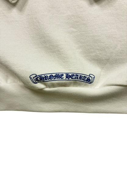 Chrome Hearts Verticale Logo Zip Up Hoodie White