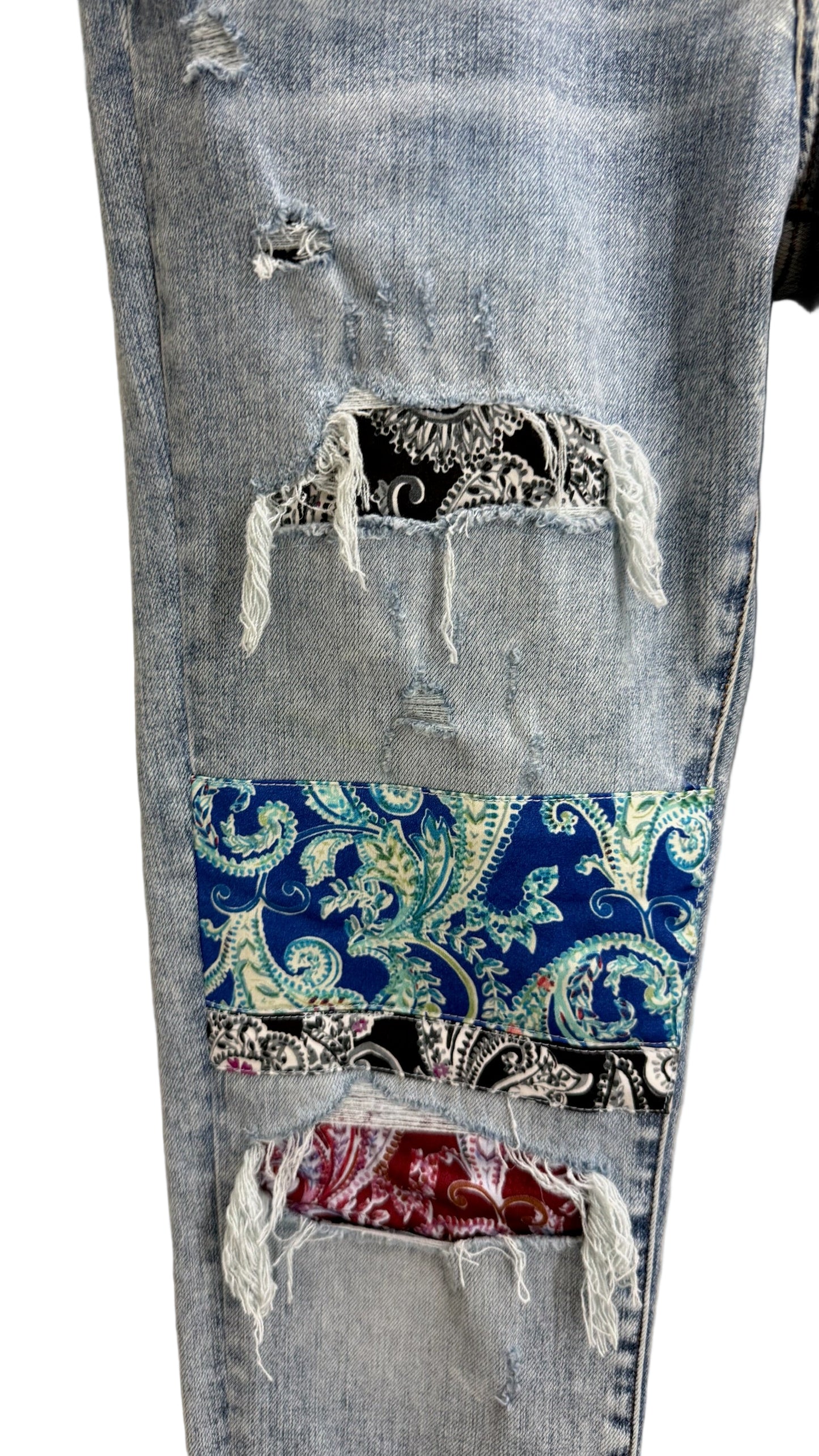 Amiri Pajama Art Patch Skinny Jeans Blue