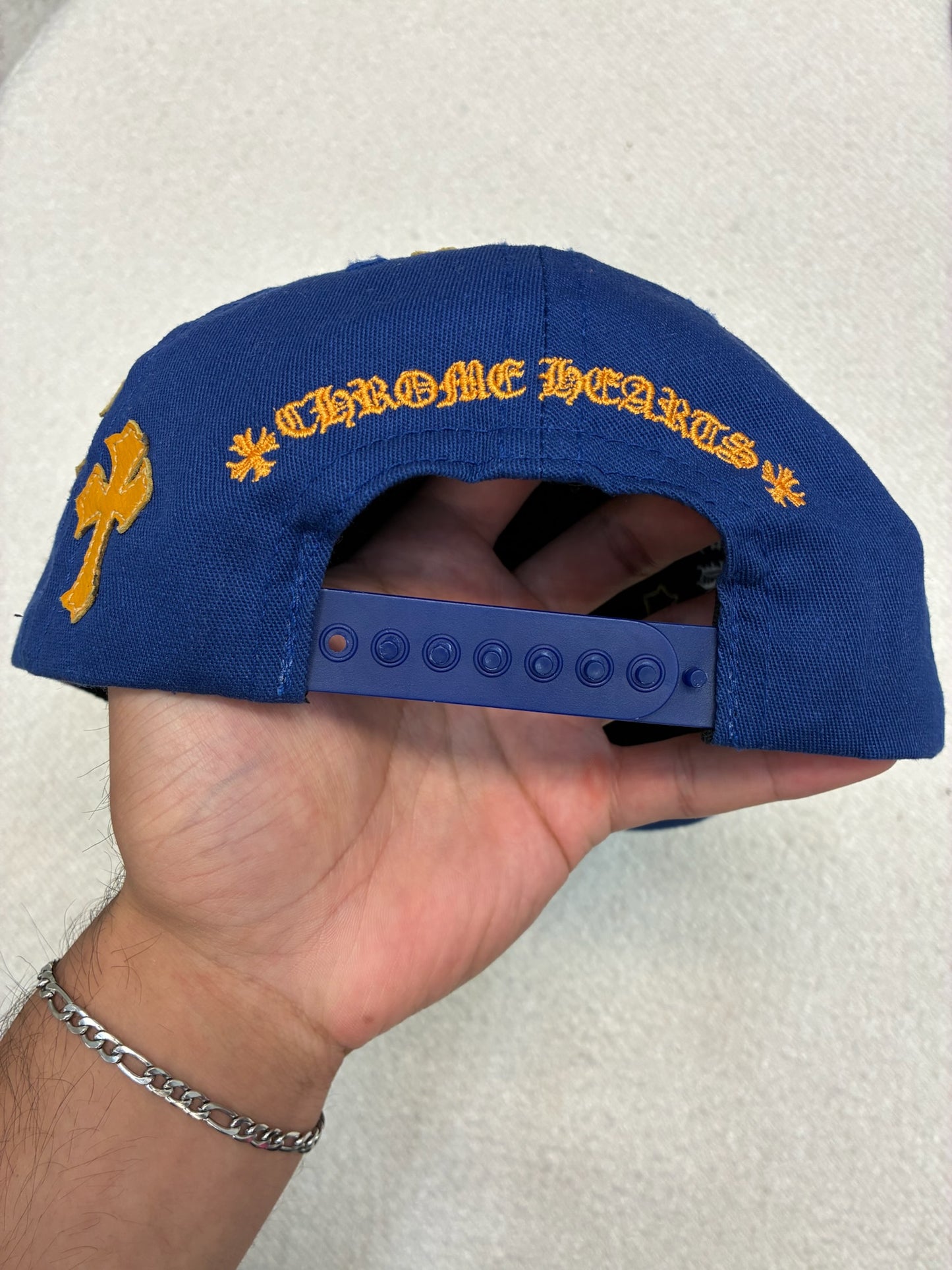 Chrome Hearts CH Cross Patch Trucker Hat Blue/Gold