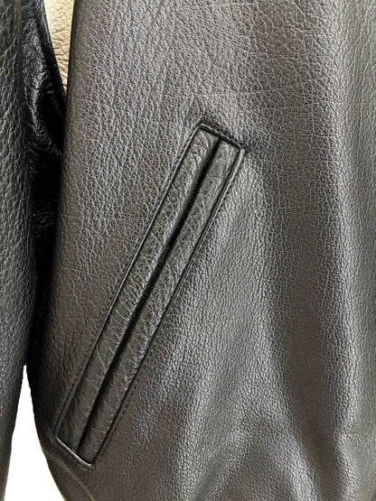 Zara x Rhuigi Genuine Leather Varsity Bomber Jacket 'Black and White'