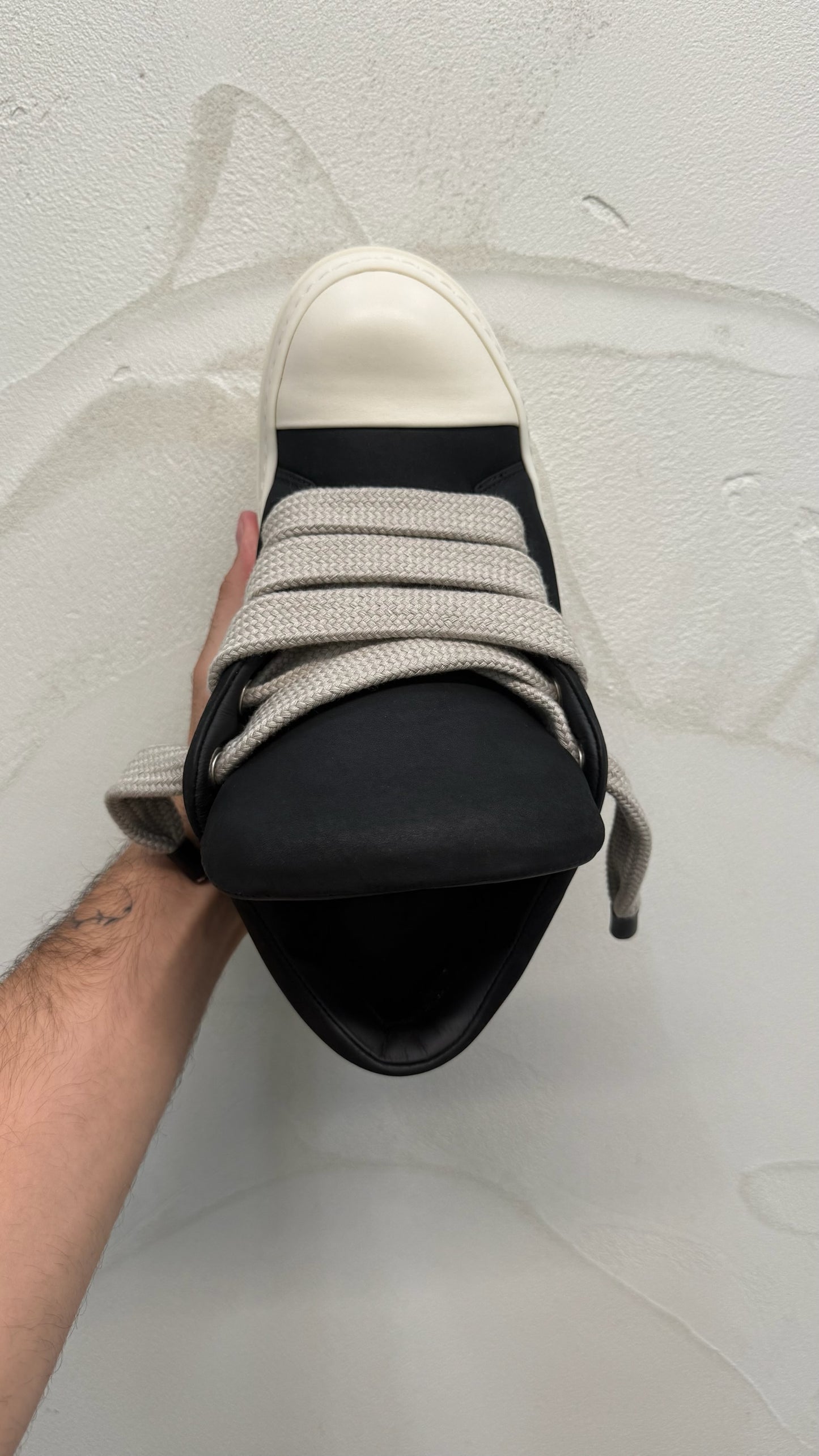 Rick Owens Black Milk Jumbo Lace Sneakers