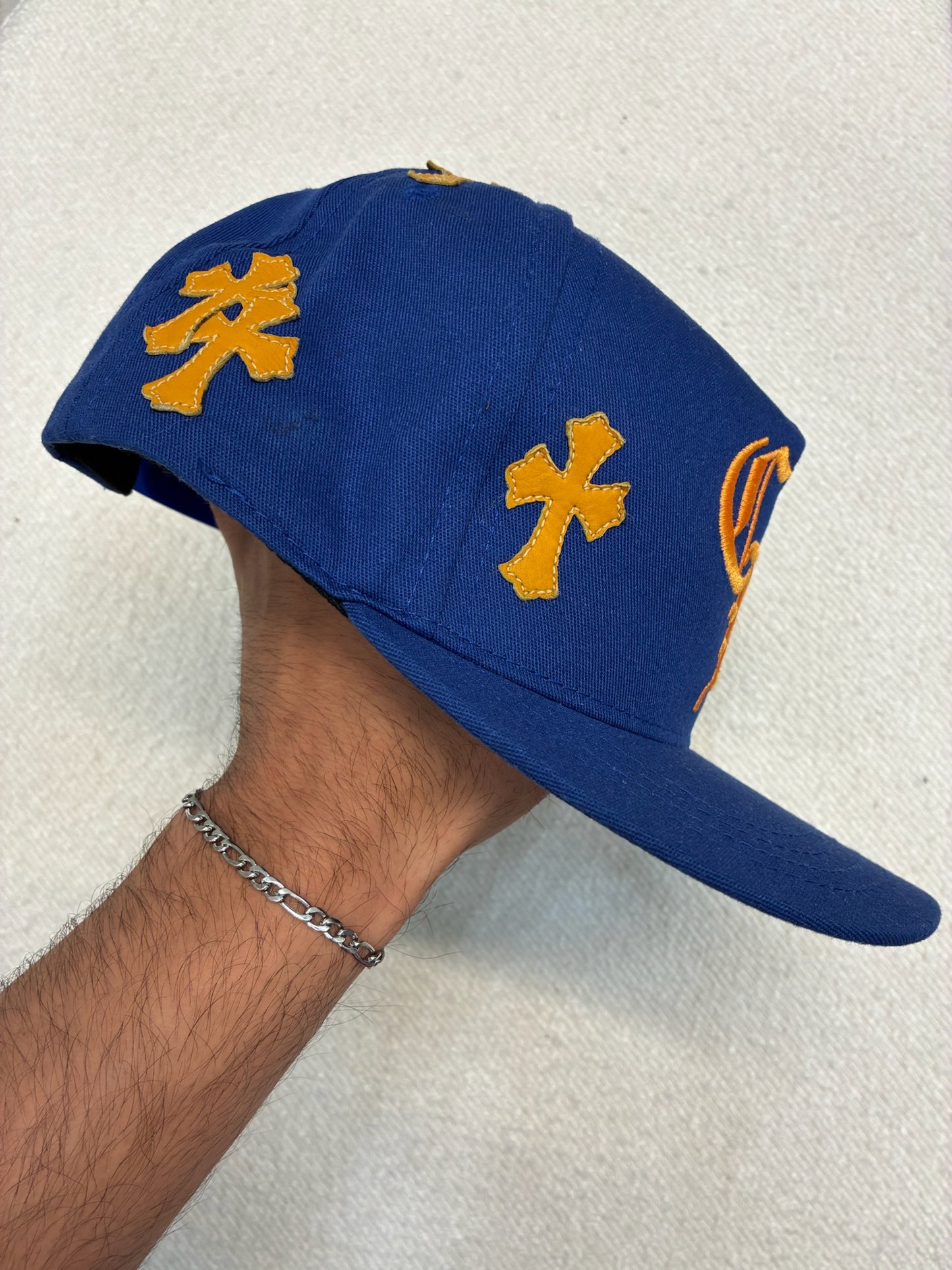 Chrome Hearts CH Cross Patch Trucker Hat Blue/Gold