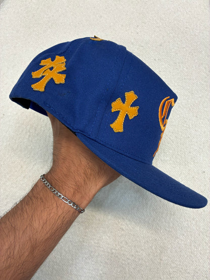 Chrome Hearts CH Cross Patch Trucker Hat Blue/Gold