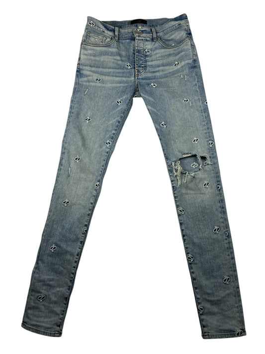Amiri Paisley Skinny Jeans (Light Blue Wash)