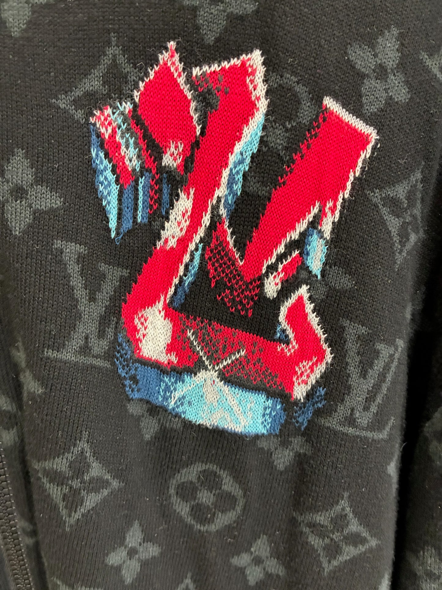 Louis Vuitton Graffiti Monogram Knitted Zip up Sweater