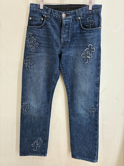Chrome Hearts Loose Ends Denim Cross Patch Jeans