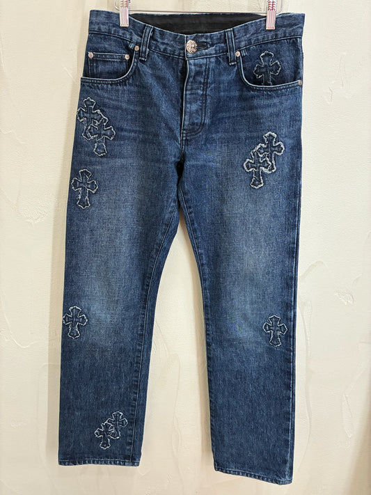 Chrome Hearts Loose Ends Denim Cross Patch Jeans