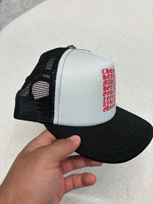 Chrome Hearts Eye Chart Trucker Hat Red White