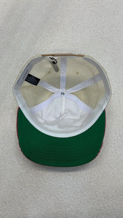 Rhude Striped Tobacco Trucker Hat Red
