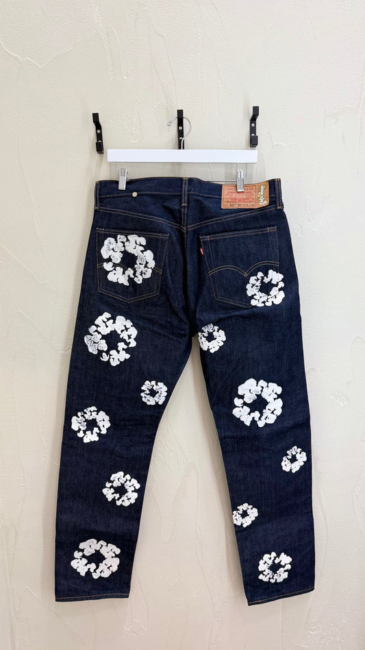 Denim Tears x Levi's Cotton Wreath Print Selvedge Jeans