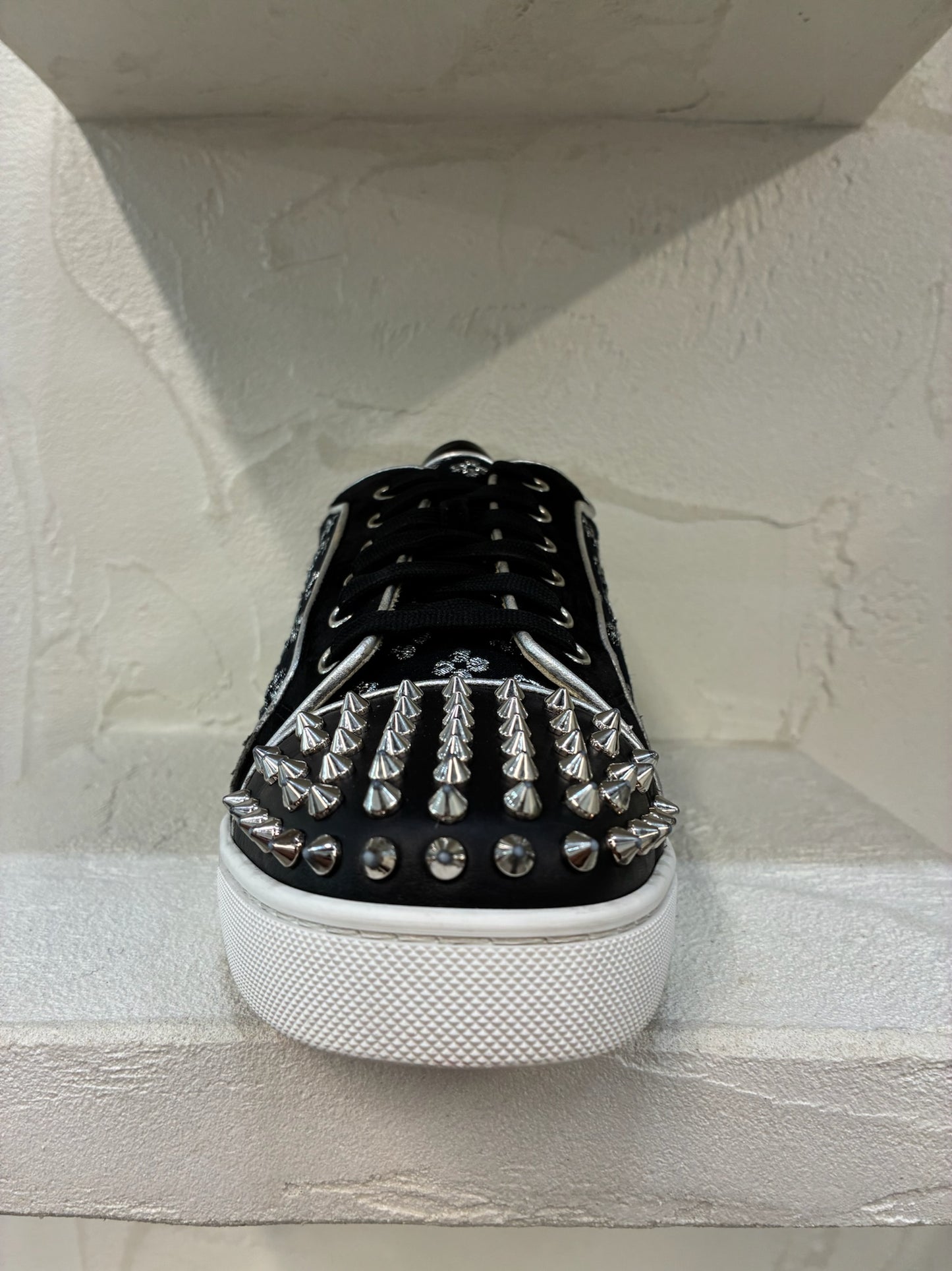 Christian Louboutin Junior Flat Spikes Black Silver