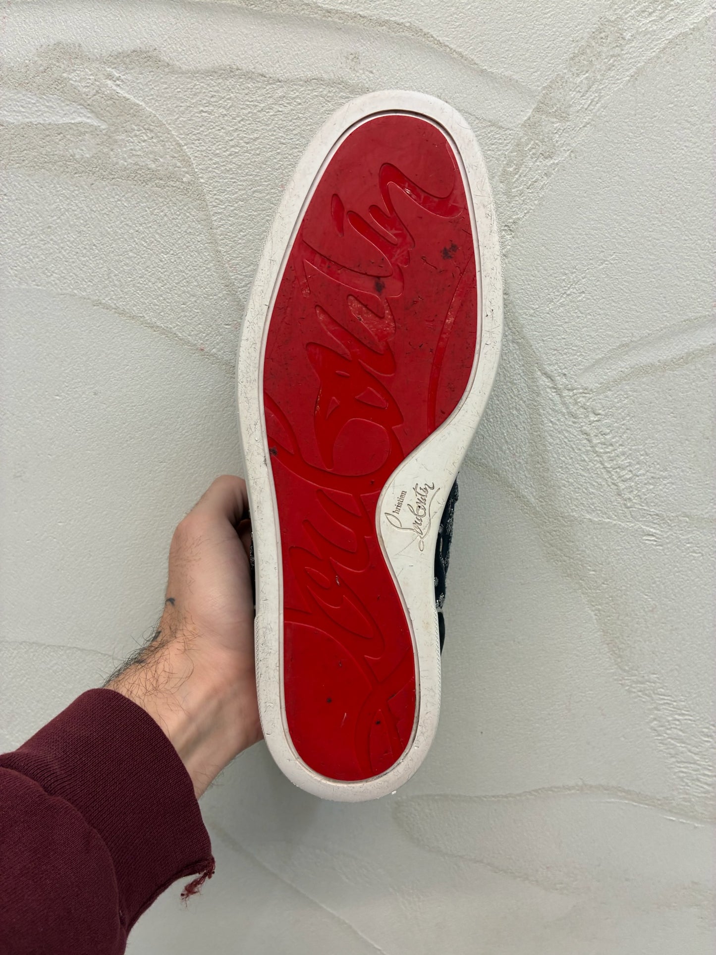 Christian Louboutin Junior Flat Spikes Black Silver