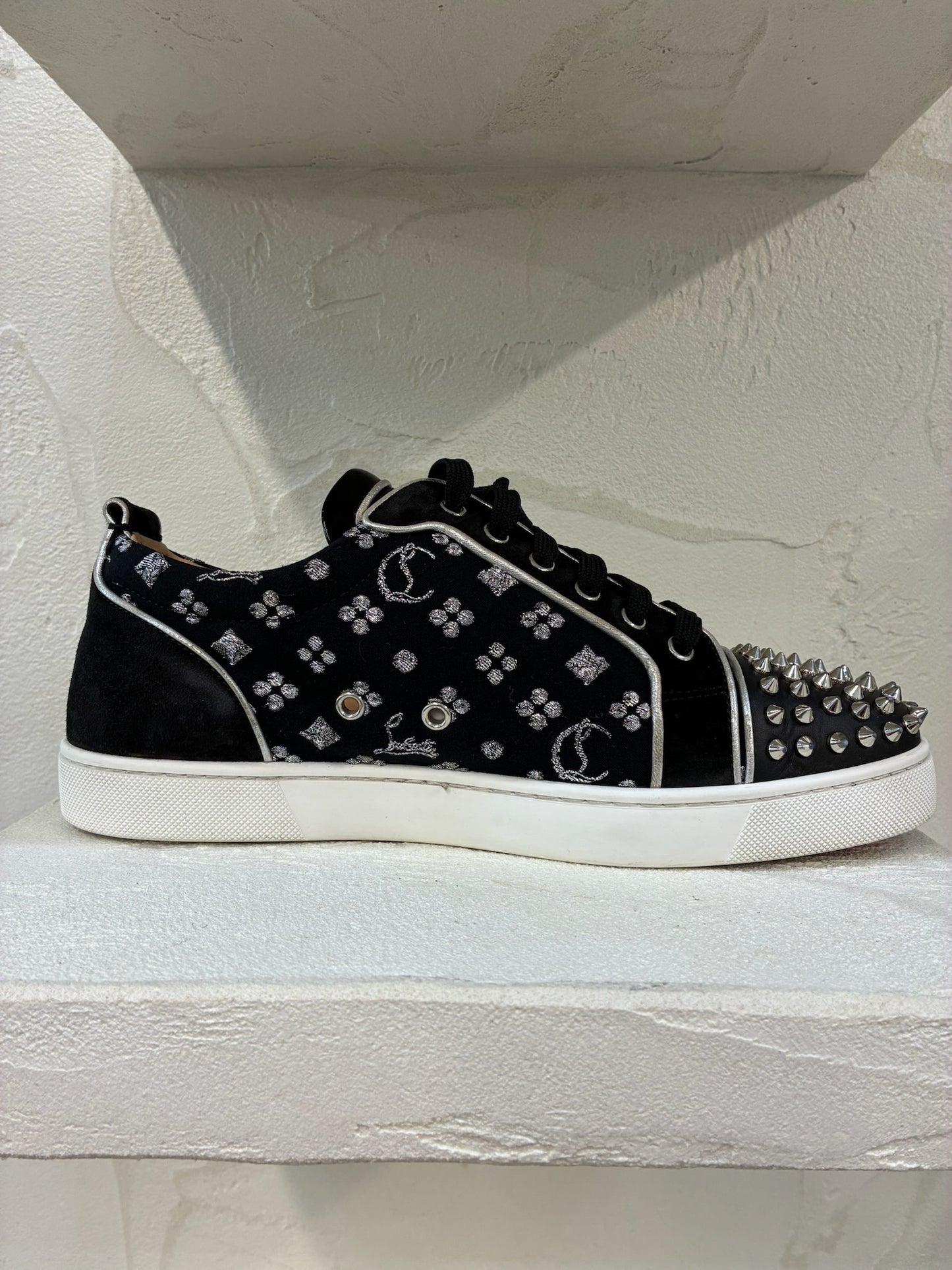 Christian Louboutin Junior Flat Spikes Black Silver