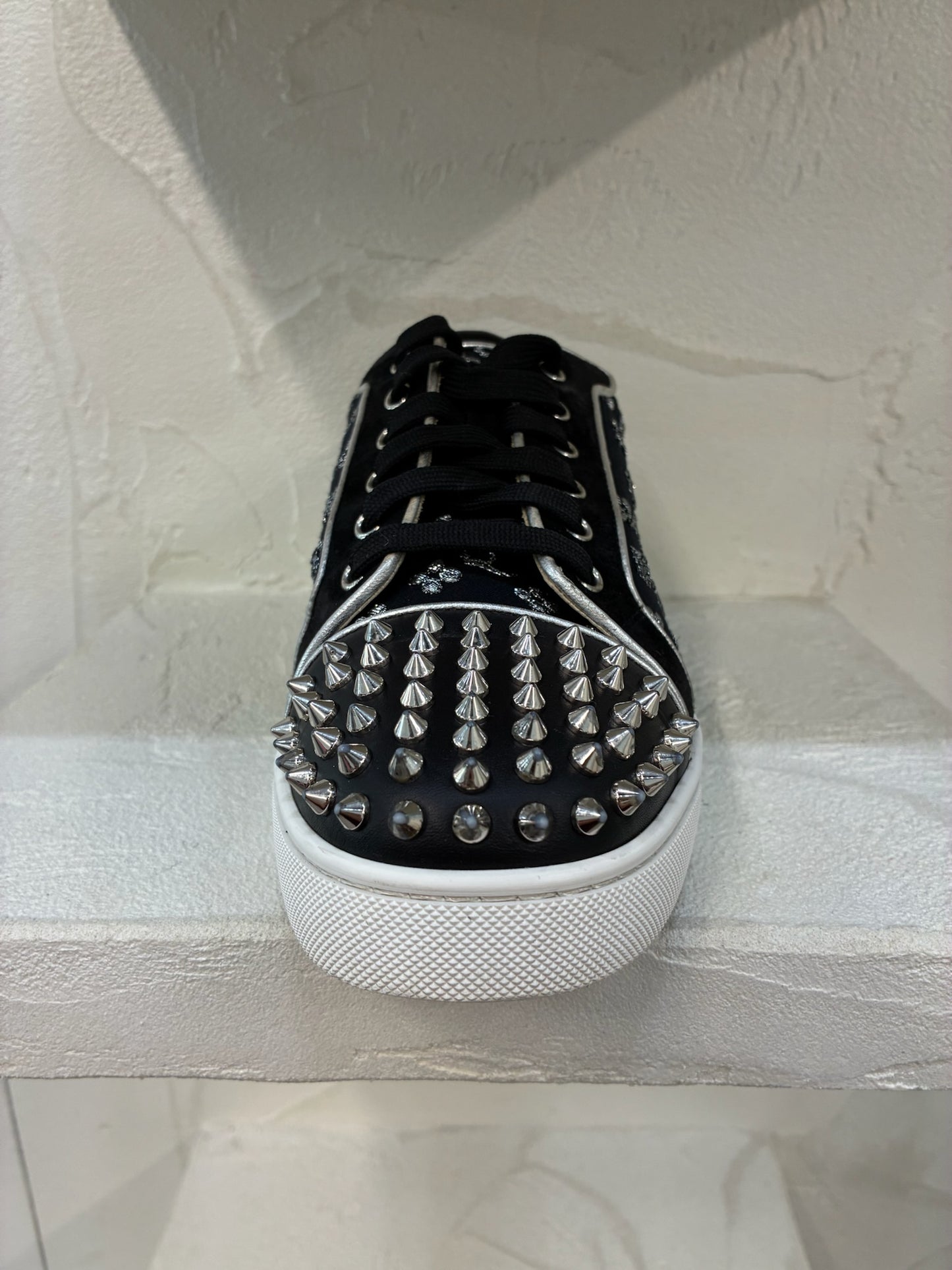 Christian Louboutin Junior Flat Spikes Black Silver