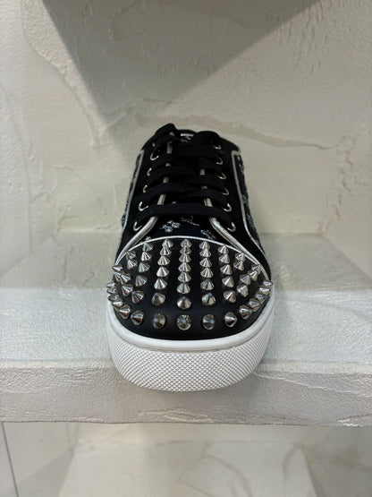Christian Louboutin Junior Flat Spikes Black Silver
