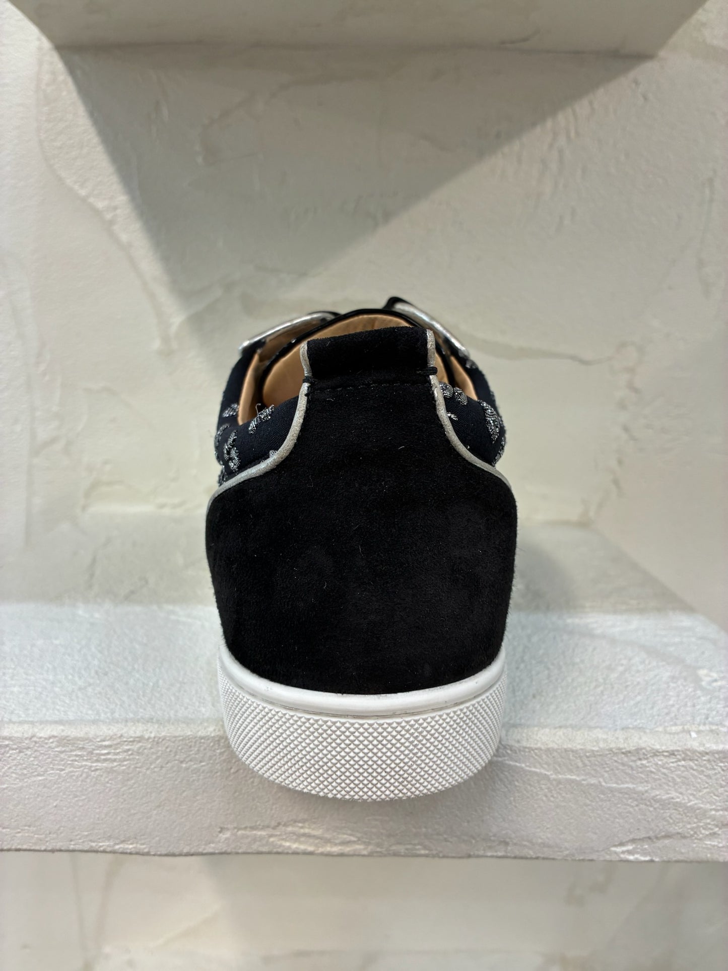 Christian Louboutin Junior Flat Spikes Black Silver