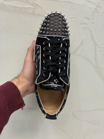 Christian Louboutin Junior Flat Spikes Black Silver