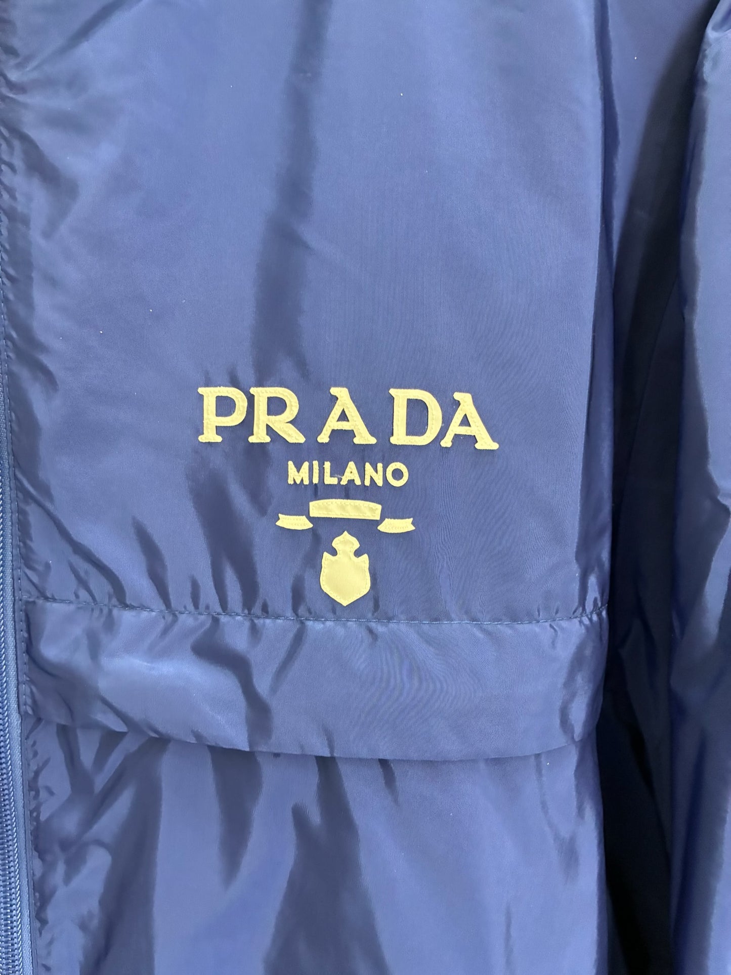 Prada Re-Nylon Logo-Print Blouson Jacket Blue