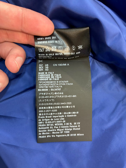 Prada Re-Nylon Logo-Print Blouson Jacket Blue