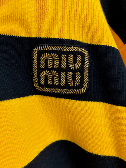 Miu Miu Striped Cotton-Blend Polo Sweater