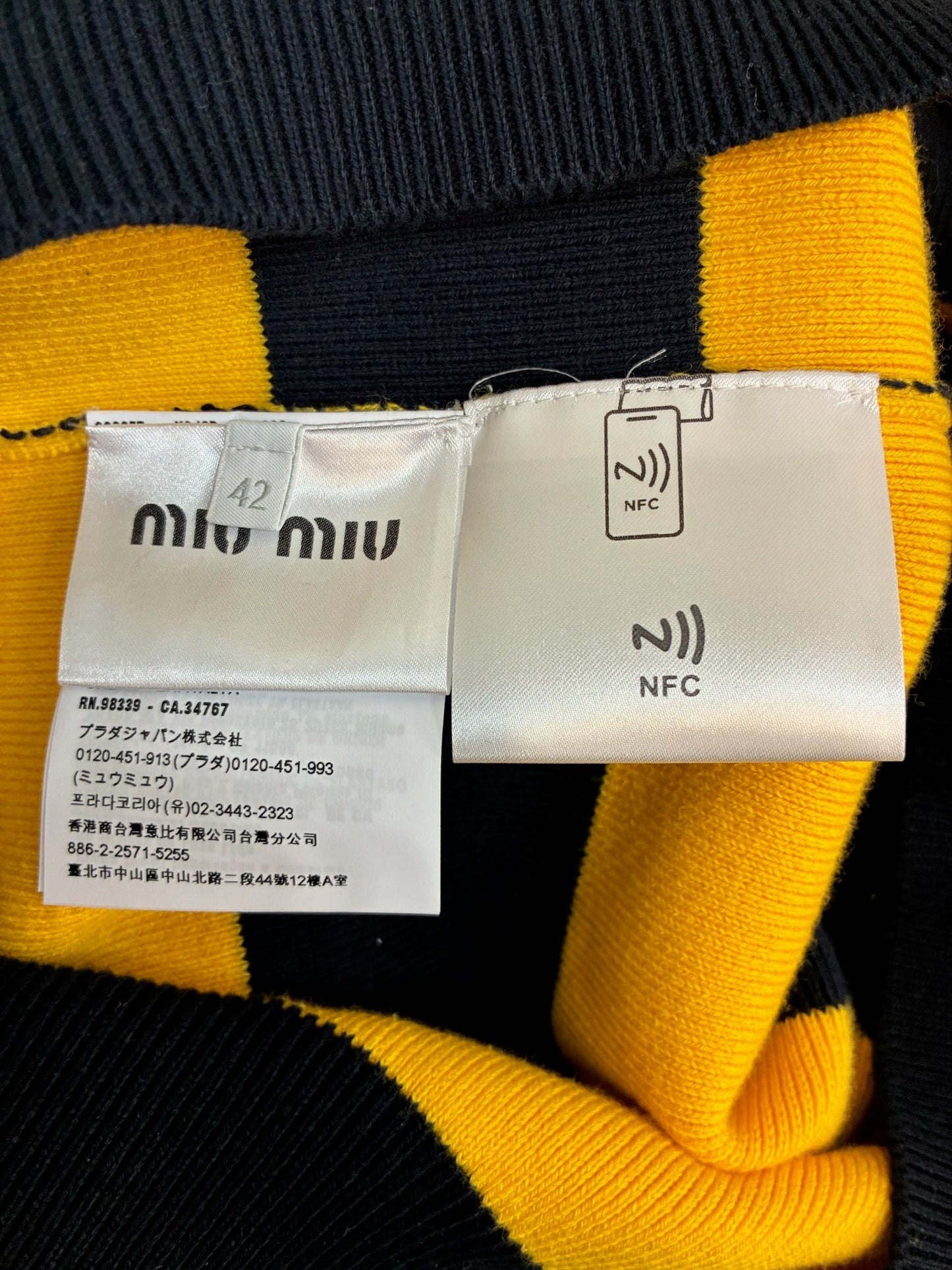 Miu Miu Striped Cotton-Blend Polo Sweater