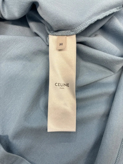 Celine Loose Logo T Shirt Light Blue